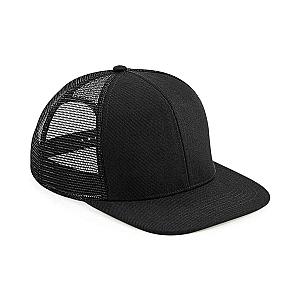 Beechfield Original Flat Peak 6 Panel Trucker Cap - Black/Black