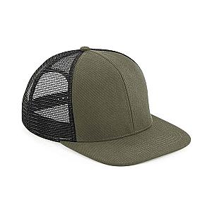Beechfield Original Flat Peak 6 Panel Trucker Cap - Olive Green/Black