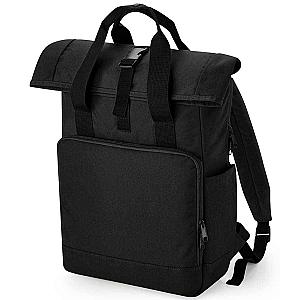 BagBase Recycled Twin Handle Roll-Top Laptop Backpack - Black