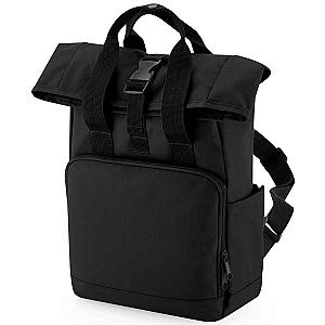 BagBase Recycled Mini Twin Handle Roll-Top Backpack - Black
