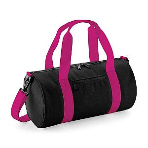 BagBase Mini Barrel Bag - Black/Fuchsia