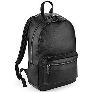 BagBase Faux Leather Backpack - Black