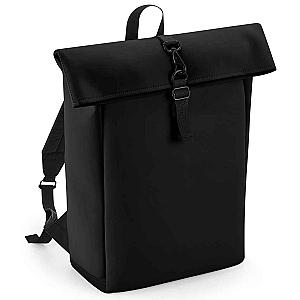 BagBase Matte PU Roll-Top Backpack - Black