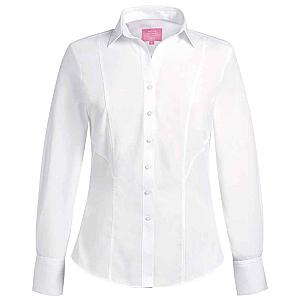 Brook Taverner Ladies Palena Long Sleeve Poplin Shirt - White