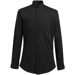 Brook Taverner Volterra Long Sleeve Grandad Collar Shirt - Black