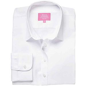 Brook Taverner Ladies Albany Long Sleeve Classic Oxford Shirt - White