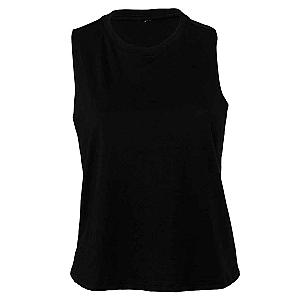 Bella Ladies Racer Back Cropped Tank Top - Black