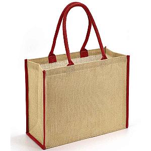Brand Lab Jute Tipped Shopper - Natural/Red