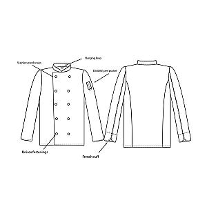 Dennys Long Sleeve Press Stud Chef's Jacket - Black