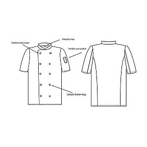 Dennys Short Sleeve Press Stud Chef's Jacket - White