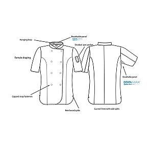 Dennys Ladies Short Sleeve Premium Chef's Jacket - Black