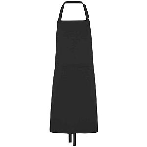 Dennys Polyester Bib Apron with Pocket - Black