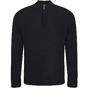 Ecologie Unisex Wakhan Zip Neck Sustainable Sweater - Black