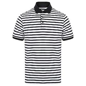 Front Row Striped Jersey Polo Shirt - White/Navy