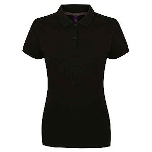 Henbury Ladies Modern Fit Cotton Piqué Polo Shirt - Black