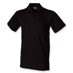 Henbury Unisex Stretch Cotton Piqué Polo Shirt - Black