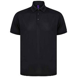 Henbury Recycled Polyester Piqué Polo Shirt - Black