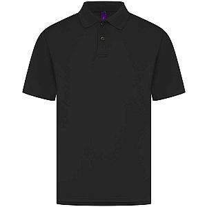 Henbury Coolplus® Wicking Piqué Polo Shirt - Black