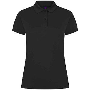 Henbury Ladies Coolplus® Wicking Piqué Polo Shirt - Black