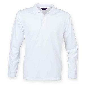 Henbury Unisex Long Sleeve Coolplus® Piqué Polo Shirt - White