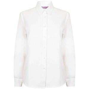 Henbury Ladies Long Sleeve Classic Oxford Shirt - White