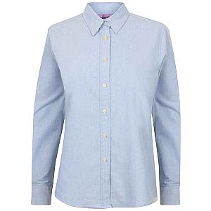 Henbury Ladies Long Sleeve Classic Oxford Shirt - Blue