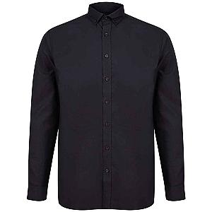 Henbury Modern Long Sleeve Classic Fit Oxford Shirt - Black