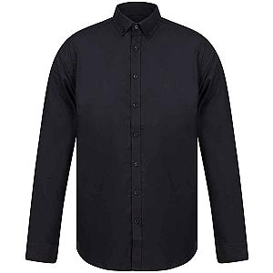 Henbury Modern Long Sleeve Slim Fit Oxford Shirt - Black