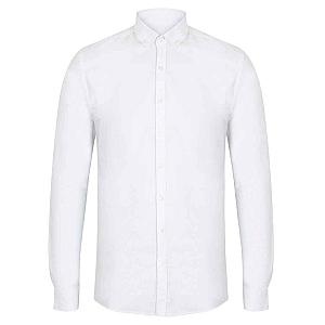 Henbury Modern Long Sleeve Slim Fit Oxford Shirt - White