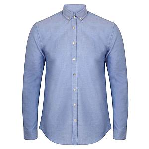 Henbury Modern Long Sleeve Slim Fit Oxford Shirt - Blue