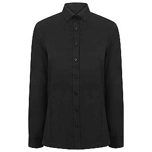 Henbury Ladies Modern Long Sleeve Regular Fit Oxford Shirt - Black