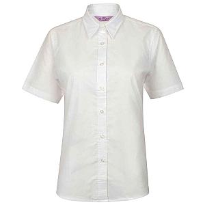 Henbury Ladies Short Sleeve Classic Oxford Shirt - White