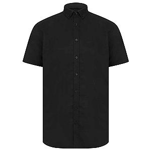 Henbury Modern Short Sleeve Regular Fit Oxford Shirt - Black