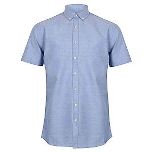 Henbury Modern Short Sleeve Regular Fit Oxford Shirt - Blue