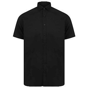 Henbury Modern Short Sleeve Slim Fit Oxford Shirt - Black