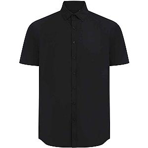 Henbury Short Sleeved Cotton Feel Coolplus® Shirt - Black
