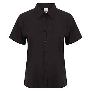 Henbury Ladies Short Sleeve Wicking Shirt - Black