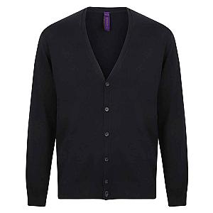 Henbury Lightweight Cotton Acrylic V Neck Cardigan - Navy