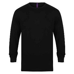 Henbury Lightweight Cotton Acrylic Crew Neck Sweater - Black