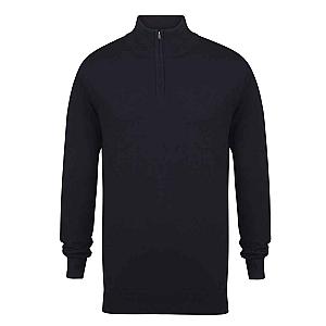 Henbury Zip Neck Sweater - Navy