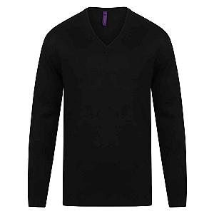 Henbury Acrylic V Neck Sweater - Black