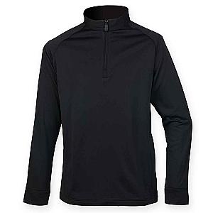 Henbury Zip Neck Wicking Top - Black