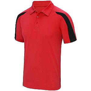 AWDis Cool Contrast Polo Shirt - Fire Red/Jet Black