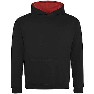 AWDis Kids Varsity Hoodie - Jet Black/Fire Red