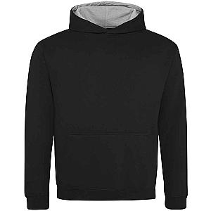 AWDis Kids Varsity Hoodie - Jet Black/Heather Grey