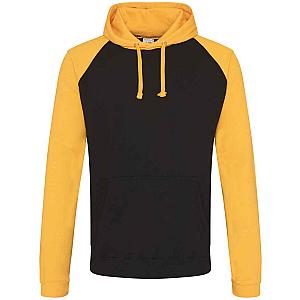 AWDis Baseball Hoodie - Jet Black/Gold