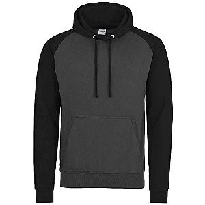 AWDis Baseball Hoodie - Charcoal/Jet Black
