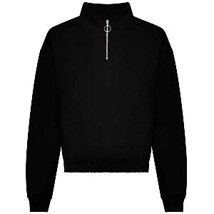 AWDis Ladies Cropped 1/4 Zip Sweatshirt - Deep Black