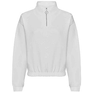 AWDis Ladies Cropped 1/4 Zip Sweatshirt - Arctic White