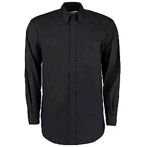 Kustom Kit Premium Long Sleeve Classic Fit Oxford Shirt - Black
